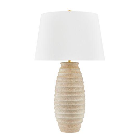 Haddam Table Lamp - Aged Brass/Ceramic Textured Fawn by Hudson Valley Lighting