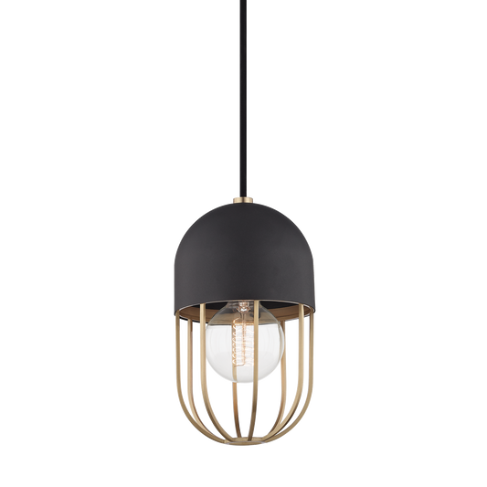 Haley Pendant - 1-Light - Aged Brass/Black - Mitzi H145701-AGB/BK