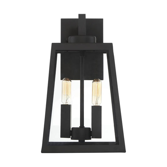 Halifax - 2 Light Medium Wall Lantern - with Clear Glass - Matte Black Finish - Satco 60-6582