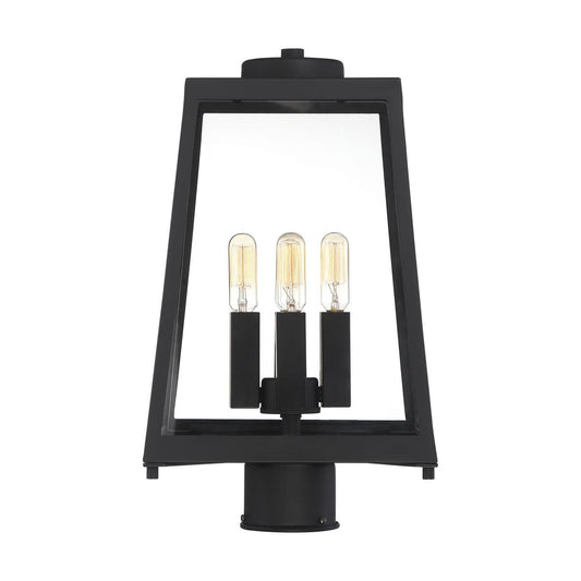 Halifax - 4 Light Post Lantern - with Clear Glass - Matte Black Finish - Satco 60-6585