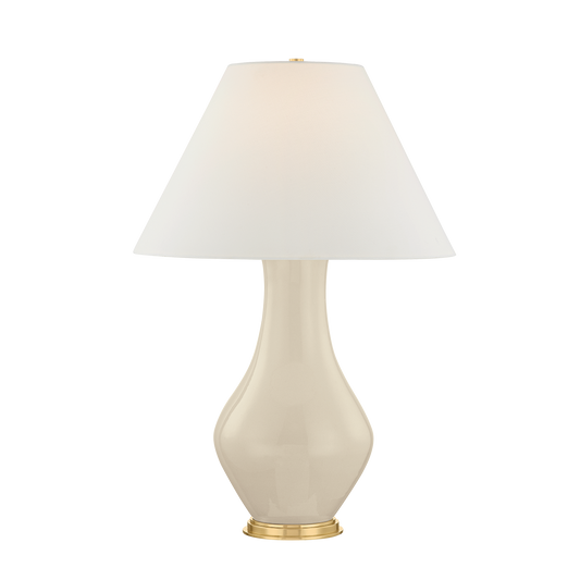 Hanslope Table Lamp - Aged Brass/Ceramic French Muslin by Hudson Valley Lighting