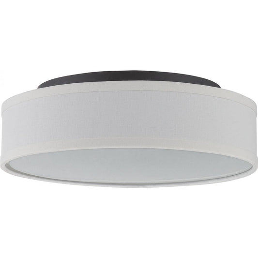 Heather - LED Flush with White Linen Shade - Aged Bronze Finish - Satco 62-525