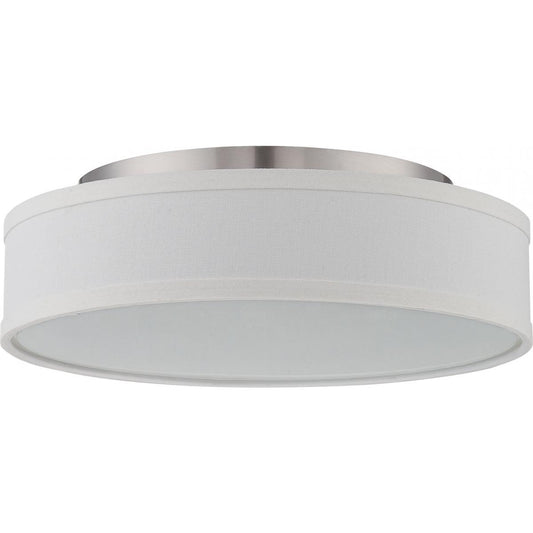 Heather - LED Flush with White Linen Shade - Brushed Nickel Finish - Satco 62-524