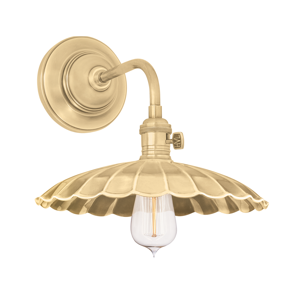 Heirloom Wall Sconce - Pleated Metal Shade - Aged Brass by Hudson Valley Lighting