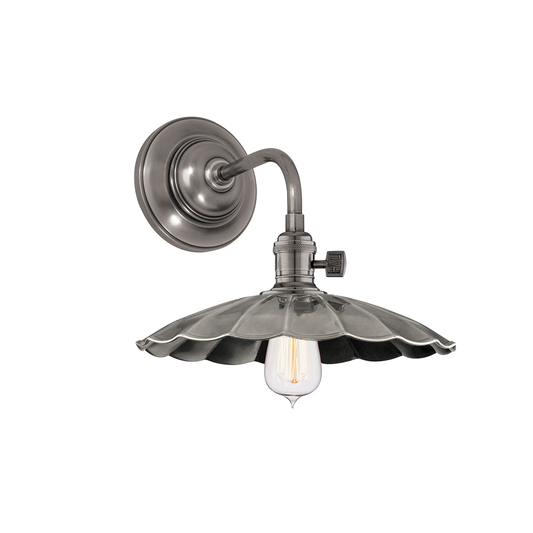 Heirloom Wall Sconce - Pleated Metal Shade - Historic Nickel by Hudson Valley Lighting