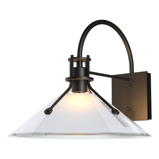 Henry Large Glass Shade Outdoor Sconce - Coastal Black - Frosted Glass by Hubbardton Forge