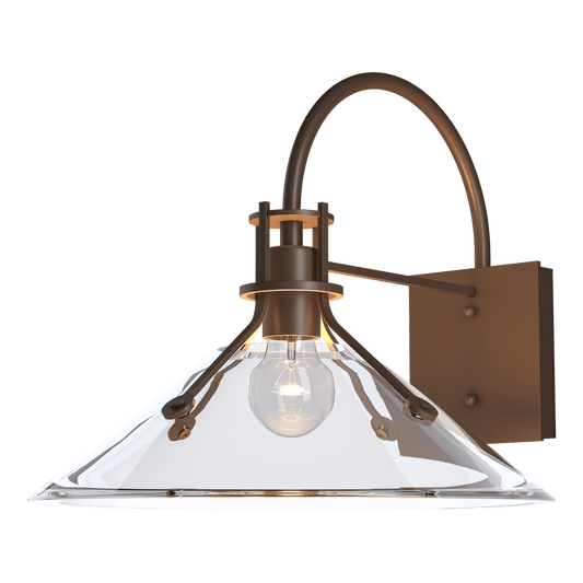 Henry Large Glass Shade Outdoor Sconce - Coastal Bronze - Clear Glass by Hubbardton Forge
