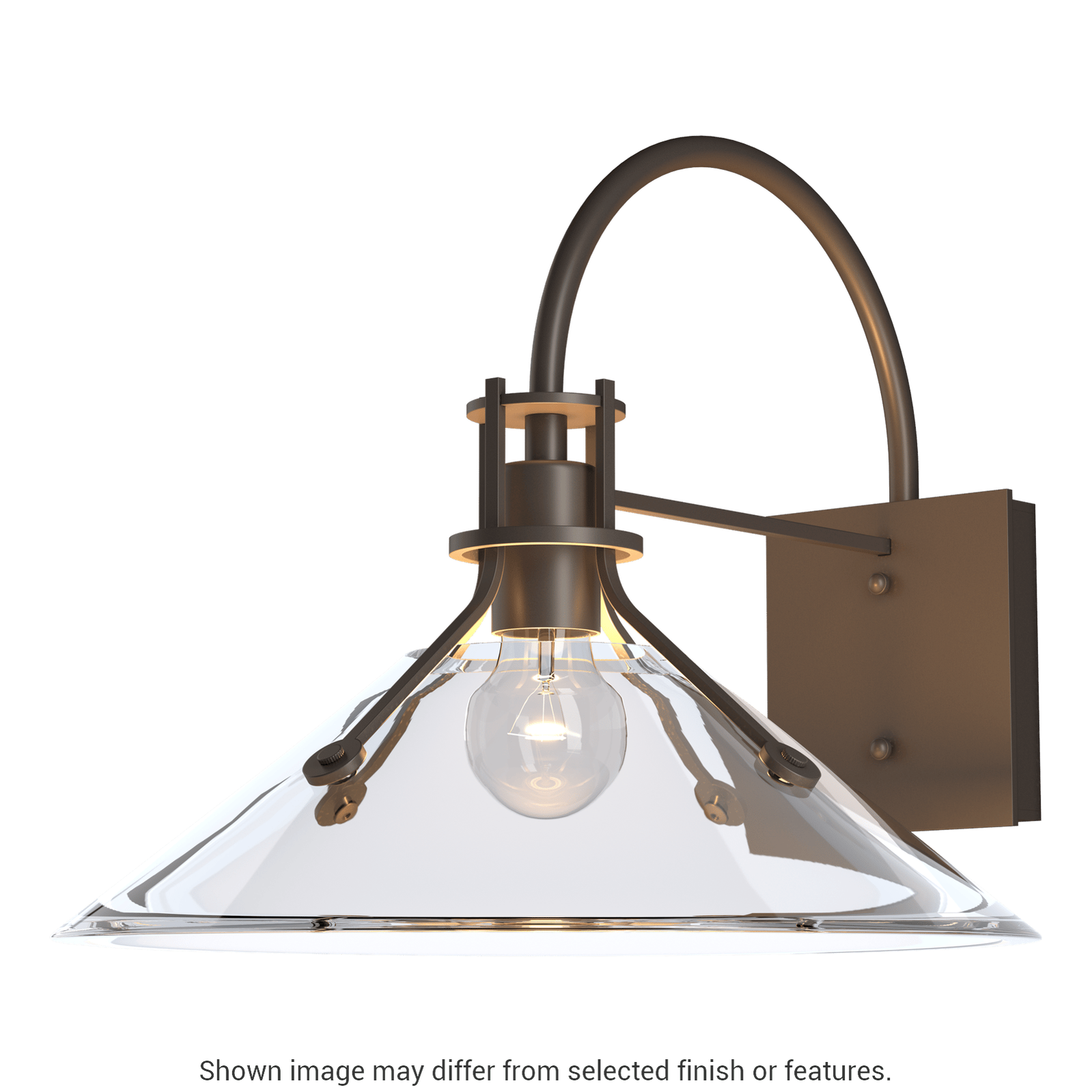 Henry Large Glass Shade Outdoor Sconce - Coastal Dark Smoke - Clear Glass by Hubbardton Forge
