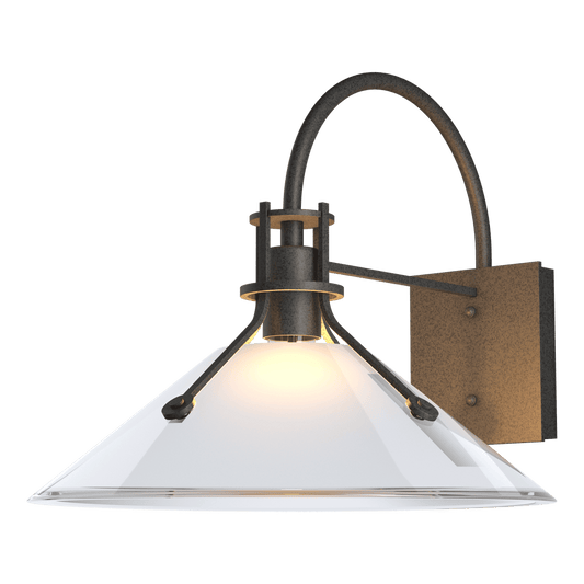 Henry Large Glass Shade Outdoor Sconce - Natural Iron - Frosted Glass by Hubbardton Forge