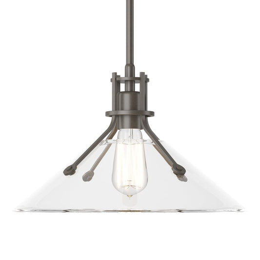 Henry Medium Glass Shade Pendant - Dark Smoke - Clear Glass by Hubbardton Forge