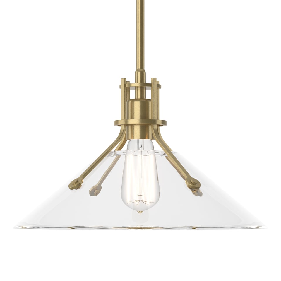 Henry Medium Glass Shade Pendant - Modern Brass - Clear Glass by Hubbardton Forge