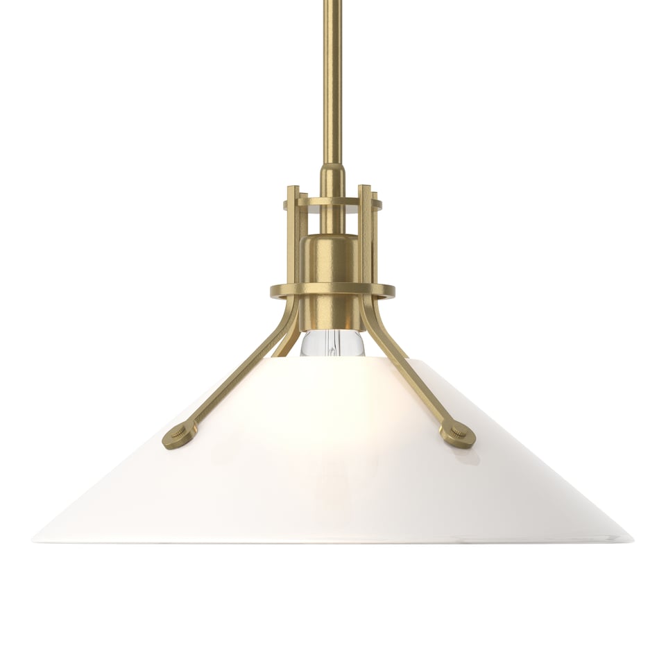 Henry Medium Glass Shade Pendant - Modern Brass - Frosted Glass by Hubbardton Forge