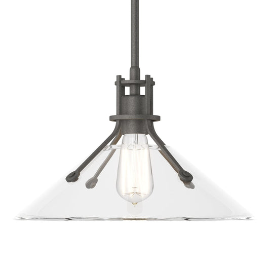 Henry Medium Glass Shade Pendant - Natural Iron - Clear Glass by Hubbardton Forge