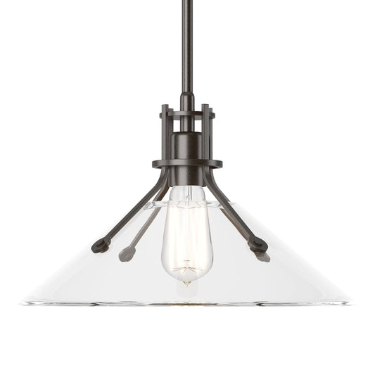 Henry Medium Glass Shade Pendant - Oil Rubbed Bronze - Clear Glass by Hubbardton Forge