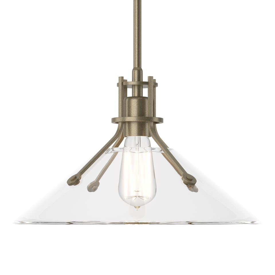 Henry Medium Glass Shade Pendant - Soft Gold - Clear Glass by Hubbardton Forge