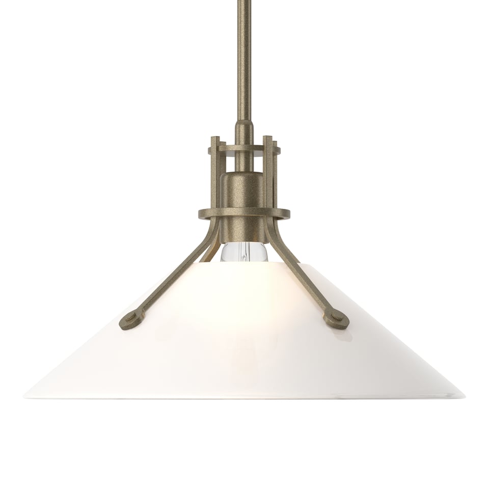 Henry Medium Glass Shade Pendant - Soft Gold - Frosted Glass by Hubbardton Forge