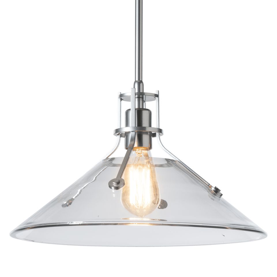 Henry Medium Glass Shade Pendant - Sterling - Clear Glass by Hubbardton Forge