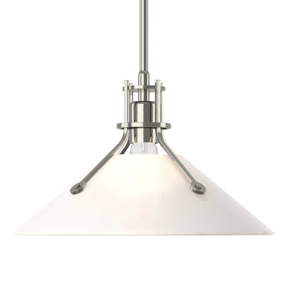 Henry Medium Glass Shade Pendant - Sterling - Frosted Glass by Hubbardton Forge