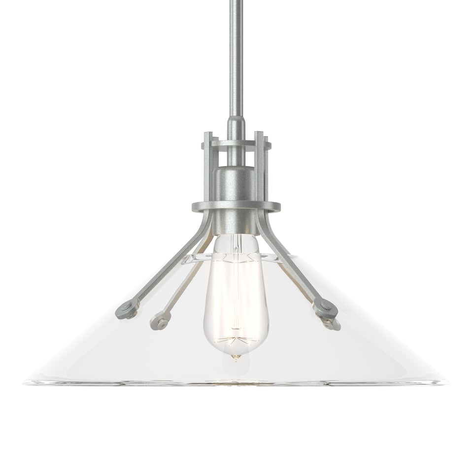 Henry Medium Glass Shade Pendant - Vintage Platinum - Clear Glass by Hubbardton Forge