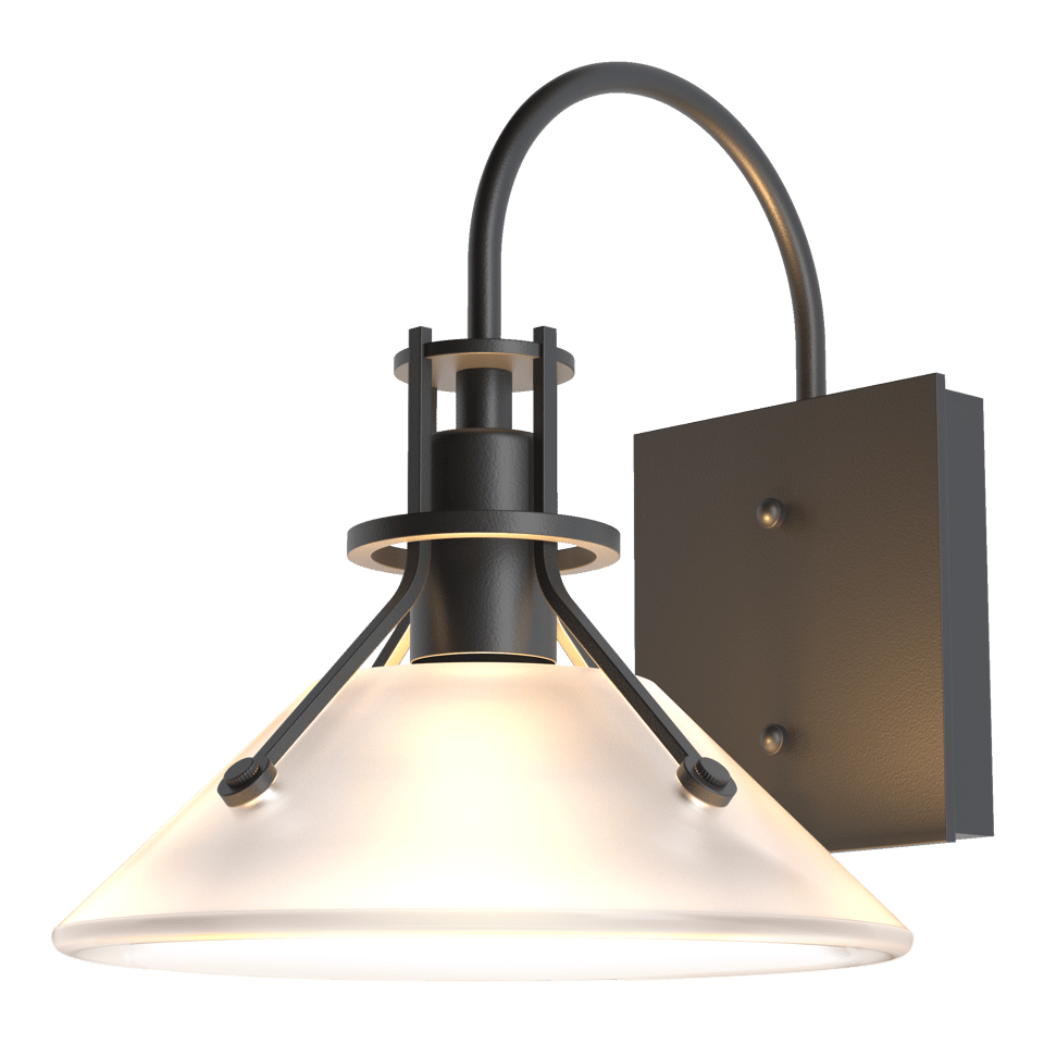 Henry Small Glass Shade Outdoor Sconce - Coastal Black - Frosted Glass by Hubbardton Forge
