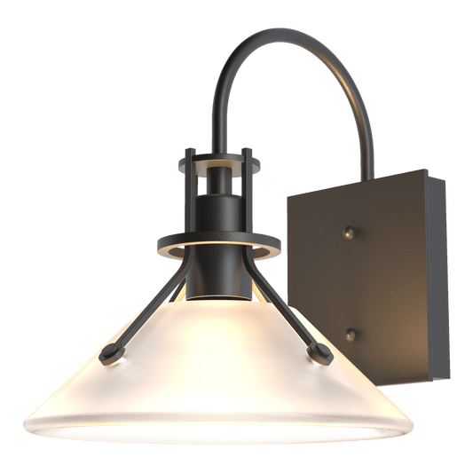 Henry Small Glass Shade Outdoor Sconce - Coastal Black - Frosted Glass by Hubbardton Forge