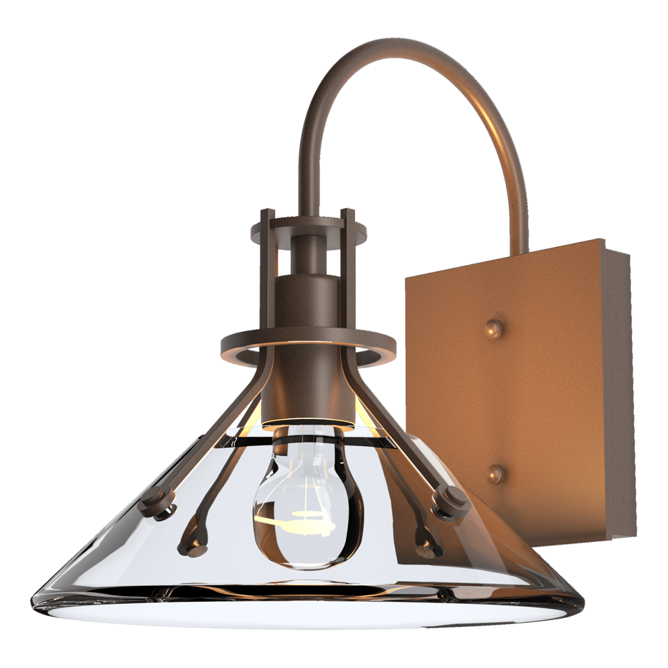 Henry Small Glass Shade Outdoor Sconce - Coastal Bronze - Clear Glass by Hubbardton Forge