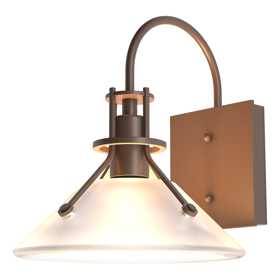 Henry Small Glass Shade Outdoor Sconce - Coastal Bronze - Frosted Glass by Hubbardton Forge