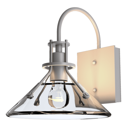 Henry Small Glass Shade Outdoor Sconce - Coastal Burnished Steel - Clear Glass by Hubbardton Forge