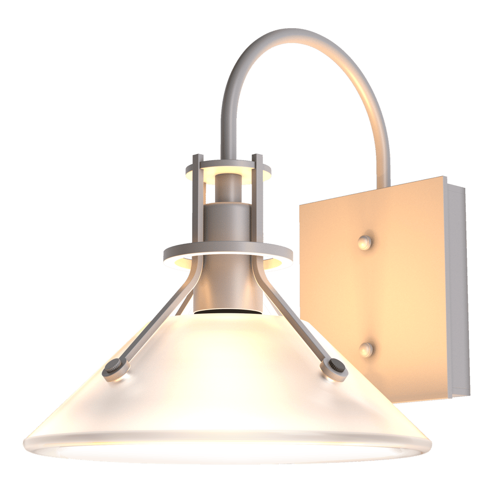 Henry Small Glass Shade Outdoor Sconce - Coastal Burnished Steel - Frosted Glass by Hubbardton Forge