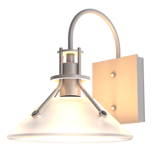Henry Small Glass Shade Outdoor Sconce - Coastal Burnished Steel - Frosted Glass by Hubbardton Forge