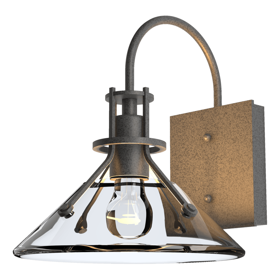 Henry Small Glass Shade Outdoor Sconce - Natural Iron - Clear Glass by Hubbardton Forge
