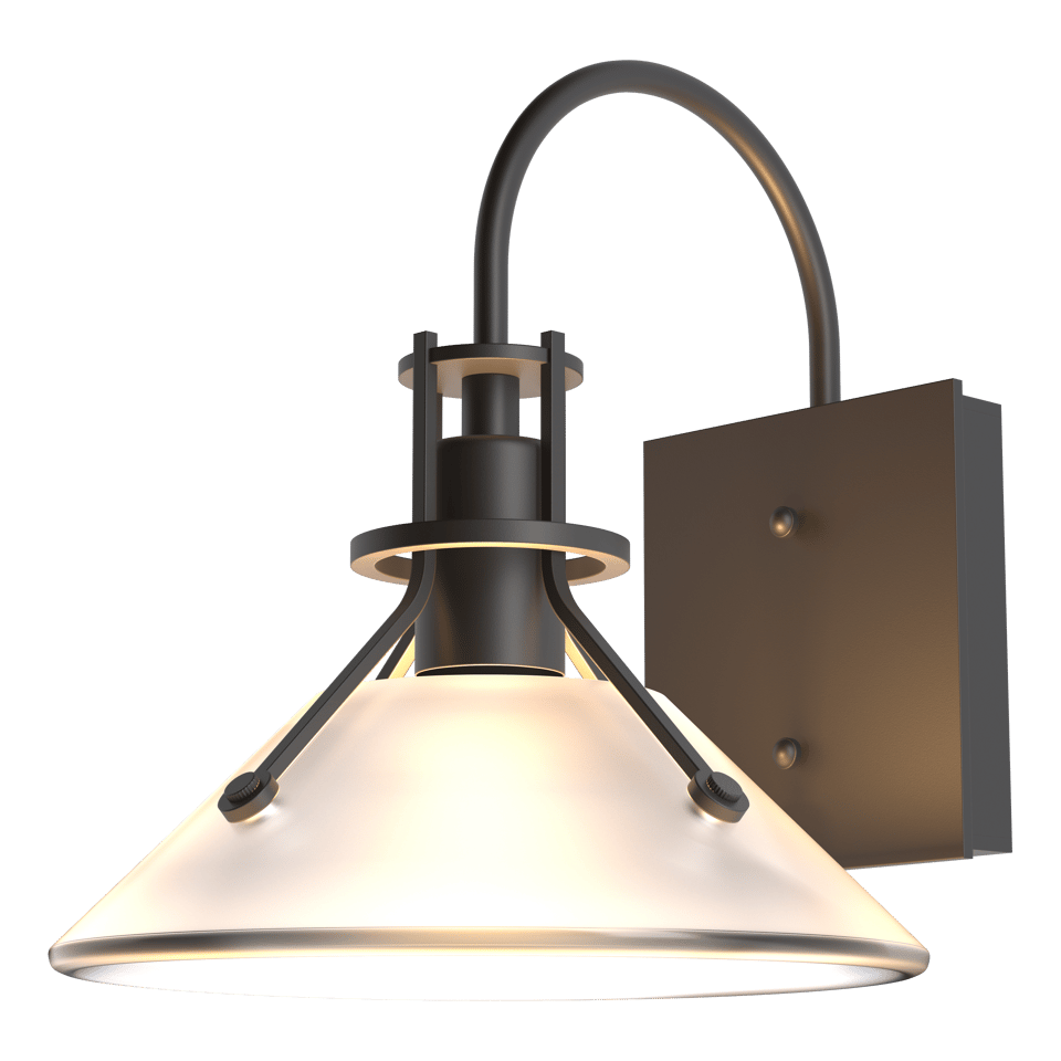 Henry Small Glass Shade Outdoor Sconce - Oil Rubbed Bronze - Frosted Glass by Hubbardton Forge