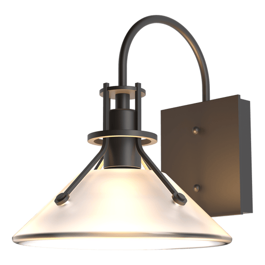 Henry Small Glass Shade Outdoor Sconce - Oil Rubbed Bronze - Frosted Glass by Hubbardton Forge