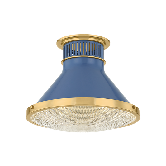 Highclere Flush Mount - Aged Brass/Soft French Blue by Hudson Valley Lighting