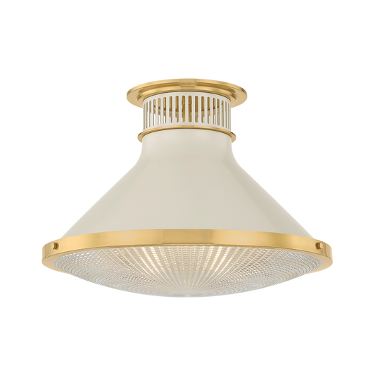 Highclere Large Flush Mount - Aged Brass/Off-White by Hudson Valley Lighting
