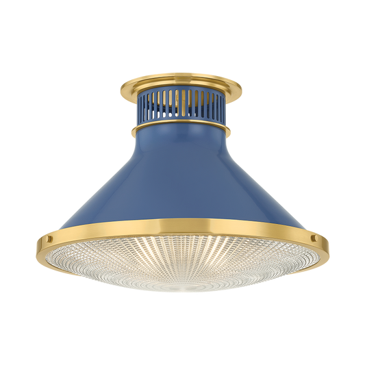 Highclere Large Flush Mount - Aged Brass/Soft French Blue by Hudson Valley Lighting