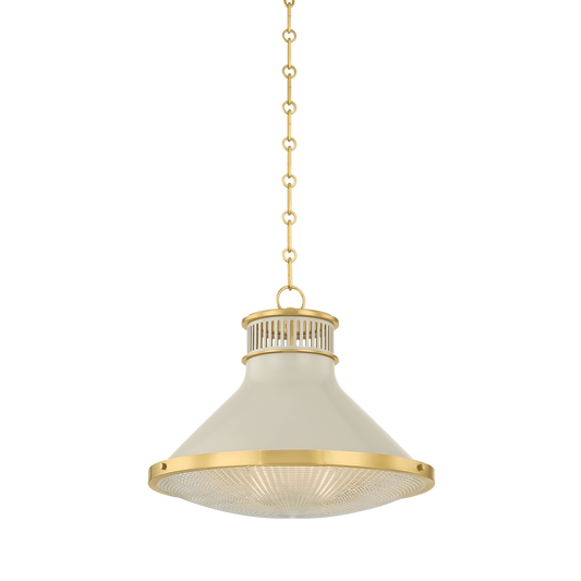 Highclere Large Pendant - Aged Brass/Off-White by Hudson Valley Lighting