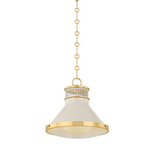 Highclere Pendant - Aged Brass/Off-White by Hudson Valley Lighting