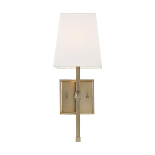 Highline - 1 Light Vanity - with White Linen Shade - Burnished Brass Finish - Satco 60-6707
