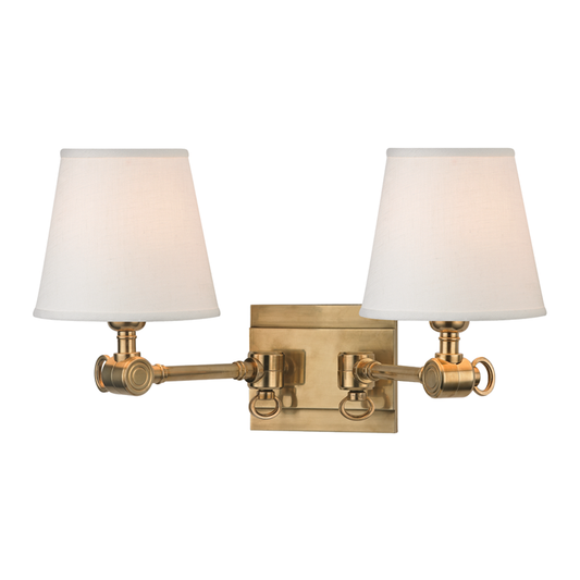Hillsdale Wall Sconce - 2-Light - Aged Brass by Hudson Valley Lighting