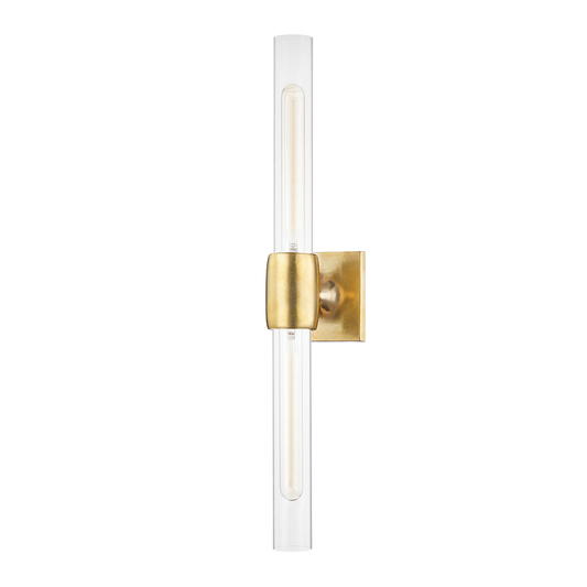 Hogan Wall Sconce - Clear Glass Shade - Aged Brass by Hudson Valley Lighting