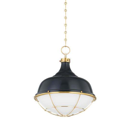 Holkham Pendant - Aged Brass/Darkest Blue by Hudson Valley Lighting