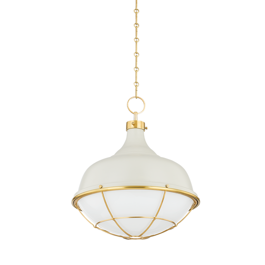 Holkham Pendant - Aged Brass/Off White by Hudson Valley Lighting