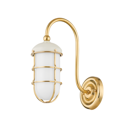 Holkham Wall Sconce - Aged Brass/Off White by Hudson Valley Lighting