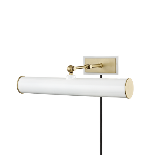 Holly Plug-In Picture Light - 2-Light - Aged Brass/Soft Off White - Mitzi HL263202-AGB/WH