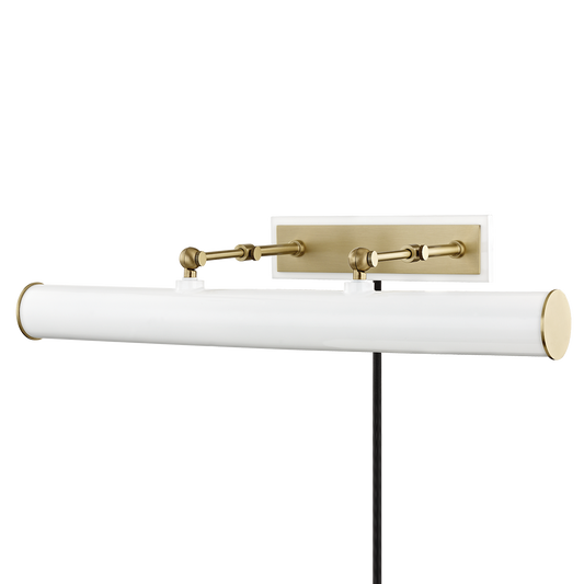 Holly Plug-In Picture Light - 3-Light - Aged Brass/Soft Off White - Mitzi HL263203-AGB/WH