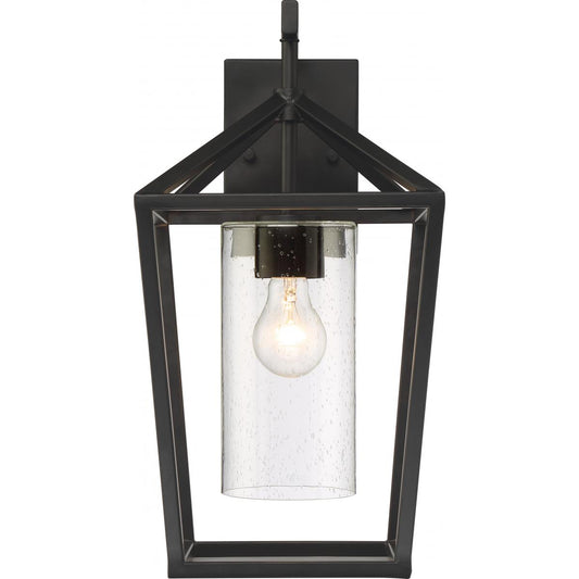 Hopewell- 1 Light Large Wall Lantern - with Clear Seeded Glass - Matte Black Finish - Satco 60-6593