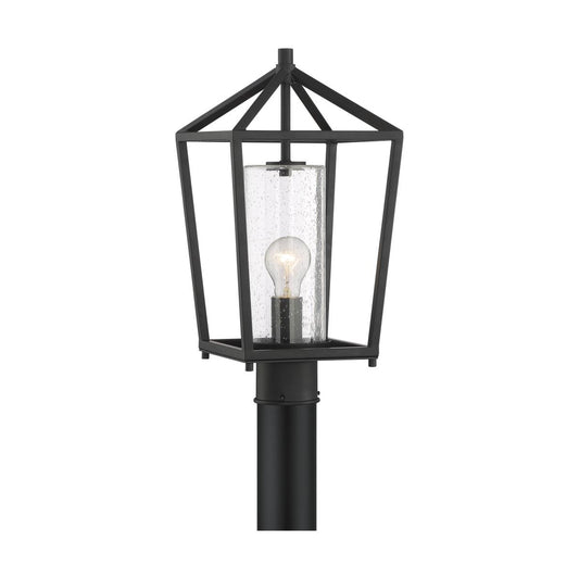 Hopewell- 1 Light Post Lantern - with Clear Seeded Glass - Matte Black Finish - Satco 60-6595