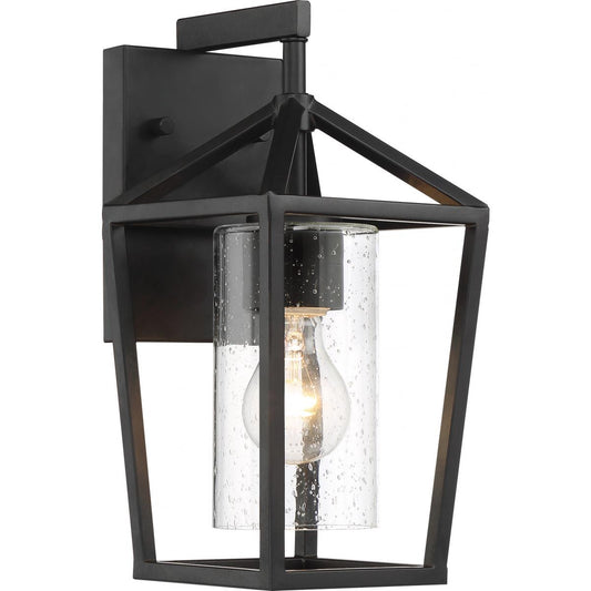 Hopewell- 1 Light Small Wall Lantern - with Clear Seeded Glass - Matte Black Finish - Satco 60-6591