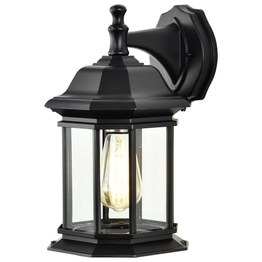 Hopkins Outdoor Collection 13 inch Large Wall Light - Matte Black Finish with Clear Glass - Satco 60-6118